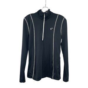 Athletic DNA Womens Active Pullover 1/4 Zip Black/White Size Small